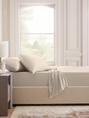 Quince Organic Bamboo Sheet Set Queen  Sand 4 Piece New